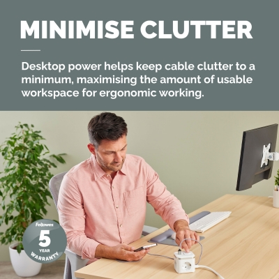 Priza pentru incarcare Filex Power Cube Fellowes, tip F, alb